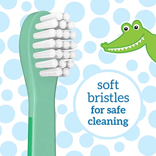 Dr. Brown's Baby and Toddler Toothbrush, Green and Orange Dinosaur 2-Pack, 1-4 Years