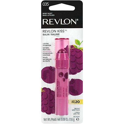 Revlon Lip Balm, Kiss Tinted Lip Balm, Face Makeup with Lasting Hydration, SPF 20, Infused with Natural Fruit Oils, 025 Fresh Strawberry, 0.09 Oz