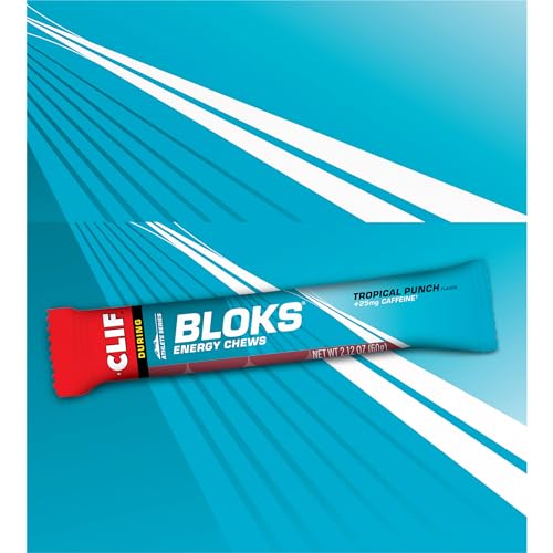 CLIF BLOKS - Black Cherry Flavor with Caffeine - Energy Chews - Non-GMO - Plant Based - Fast Fuel for Cycling and Running - Quick Carbohydrates and Electrolytes - 2.12 oz. (18 Count)