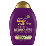 OGX Thick & Full + Biotin & Collagen Volumizing Shampoo for Thin Hair, Thickening Shampoo with Vitamin B7 & Hydrolyzed Wheat Protein, Paraben-Free, Sulfate-Free Surfactants, 13 fl oz