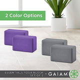 Gaiam Essentials Yoga Block (Set Of 2) - Supportive Foam Blocks - Soft Non-Slip Surface for Yoga, Pilates, Meditation - Easy-Grip Beveled Edges - Helps with Alignment and Motion - Black