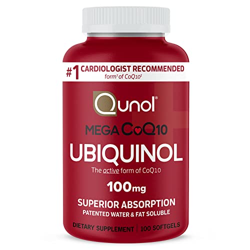 Ubiquinol CoQ10 100mg Softgels, Qunol Mega Ubiquinol 100mg - Superior Absorption - Active Form of Coenzyme Q10 for Heart Health - 100 Count