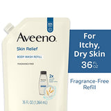 Aveeno Skin Relief Fragrance-Free Body Wash with Triple Oat Formula, Gentle Daily Cleanser for Sensitive Skin Leaves Itchy, Dry Skin Soothed & Feeling Moisturized, Sulfate-Free, 33 fl. oz