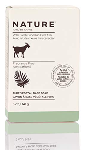 Nature by Canus Bar Soap With Fresh Canadian Goat Milk Vitamin A B3 Potassium Zinc and Selenium, Fragrance Free, 5 Ounce