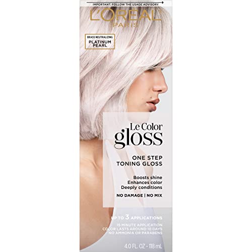 L’Oréal Paris Le Color Gloss One Step Toning Gloss, In-Shower Hair Toner with Deep Conditioning Treatment Formula for Gray Hair, Silver White, 1 Kit, 32.626 cubic_inches