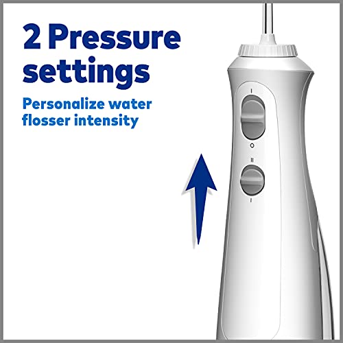 Waterpik Cordless Pearl Rechargeable Portable Water Flosser for Teeth, Gums, Braces Care and Travel with 4 Flossing Tips, ADA Accepted, Charger May Vary, WF-13 White