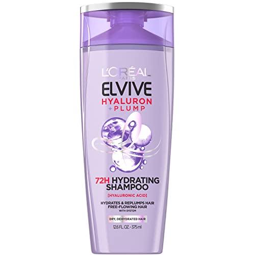 L’Oréal Paris Elvive Hyaluron Plump Hydrating Shampoo for Dehydrated, Dry Hair Infused with Hyaluronic Acid Care Complex, Paraben-Free, 12.6 Fl Oz