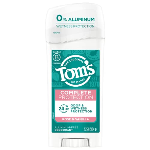 Toms of Maine Complete Protection Aluminum-Free Natural Deodorant for Women, Rose & Vanilla, 2.25 oz