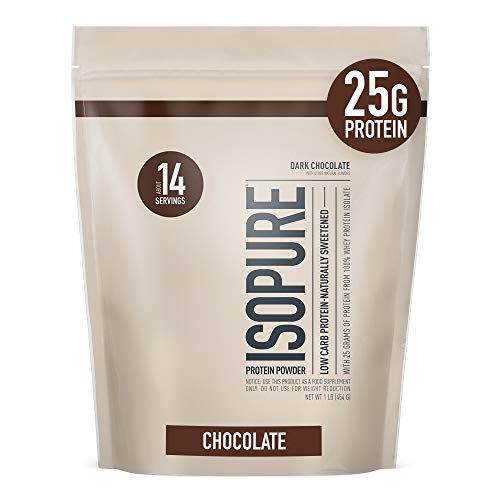 Isopure Protein Powder, Whey Protein Isolate Powder, 25g Protein, Low Carb & Keto Friendly, Naturally Sweetened & Flavored, Flavor Chocolate, 14 Servings, 1 Pound