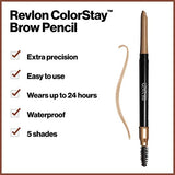 Revlon Eyebrow Pencil, Colorstay Eye Makeup with Eyebrow Spoolie, Waterproof, Longwearing Angled Precision Tip, 220 Dark Brown, 0.01 Oz