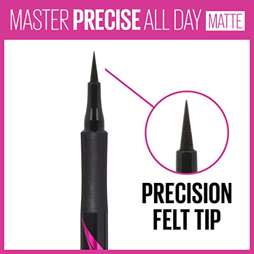 Maybelline Eyestudio Master Precise All Day Waterproof Liquid Eyeliner Makeup, Black, 2 Count