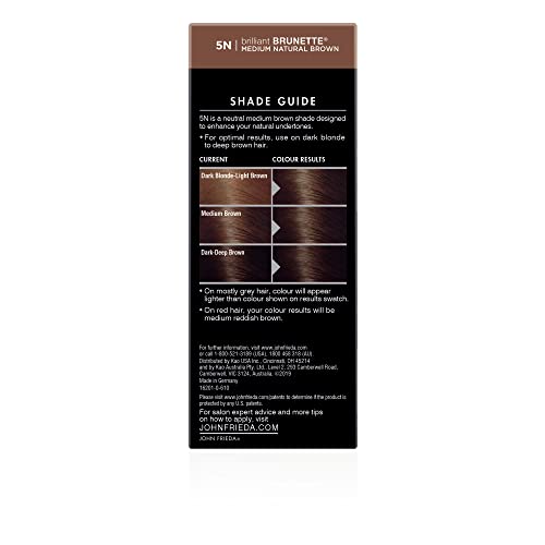 John Frieda Precision Foam Color, Medium Natural Brown 5N, Full-coverage Hair Color Kit, with Thick Foam for Deep Color Saturation