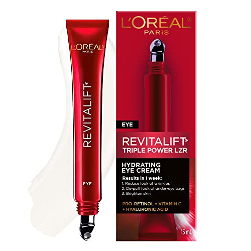 LOreal Paris Revitalift Triple Power Anti-Aging Eye Cream, Pro Retinol, Hyaluronic Acid & Vitamin C, Reduce Wrinkles & Puffiness 0.5 fl. oz.