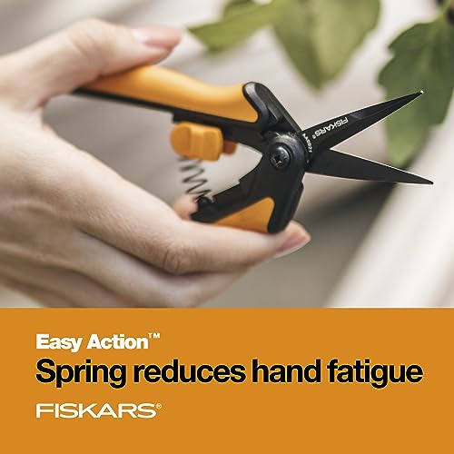 Fiskars Micro-Tip Pruning Snips - 6" Garden Shears with Sharp Precision-Ground Non-Coated Stainless Steel Blade - Gardening Tool Scissors with SoftGrip Handle