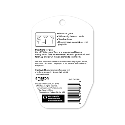 Amazon Basics Extra Comfort Mint Dental Floss, 40 M, 131.2 Foot (Pack of 6) (Previously Solimo)