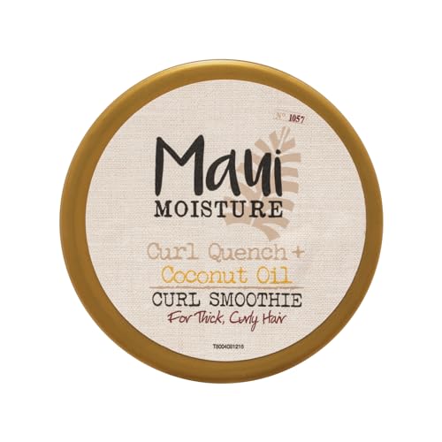 Maui Moisture Curl Quench + Coconut Oil Hydrating Curl Smoothie, Creamy Silicone-Free Styling Cream for Tight Curls, Braids, Twist-Outs & Wash & Go Styles, Vegan & Paraben-Free, 12 oz