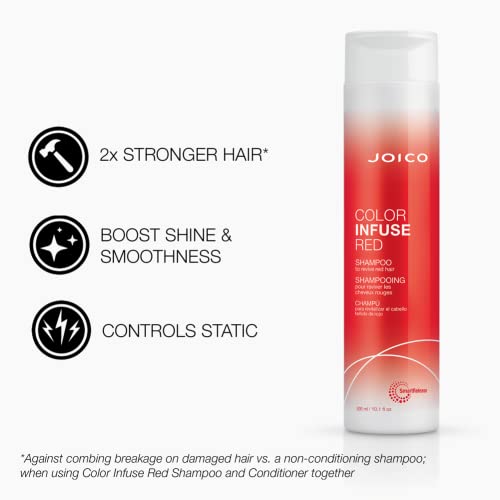 Joico Color Infuse Red Shampoo | For Red Hair | Instantly Refresh Red Tones | Boost Color Vibrancy & Shine | Protect Against Harmful UV Damage | With Rosehip Oil & Green Tea Extract | 10.1 Fl Oz