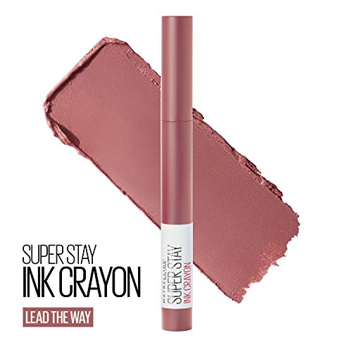 Maybelline New York Super Stay Ink Crayon Lipstick Makeup, Precision Tip Matte Lip Crayon with Built-in Sharpener, Longwear Up To 8Hrs, On The Grind, Purple Mauve Pink, 1 Count