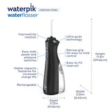 Waterpik Cordless Pearl Rechargeable Portable Water Flosser for Teeth, Gums, Braces Care and Travel with 4 Flossing Tips, ADA Accepted, Charger May Vary, WF-13 White