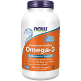 NOW Supplements, Omega-3 180 EPA / 120 DHA, Molecularly Distilled, Cardiovascular Support, 200-Fish Gelatin Softgels,Packaging may vary