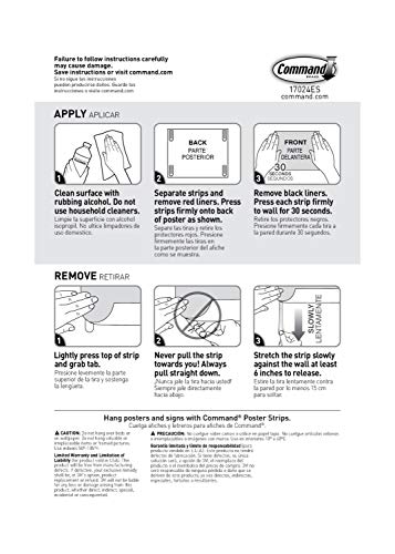 Scotch-Mount 17024-136ES Hanging, White, Indoor Use, 64, Decorate Damage-Free Command Small Poster, 136 Strips, Count