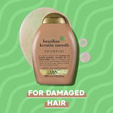 OGX Ever Straightening + Brazilian Keratin Therapy Shampoo, for Lustrous, Shiny Hair, Paraben-Free, Sulfate-Free Surfactants, Coconut Oil, Keratin powder,Avocado oil and cocoa butter, 13 Fl Oz