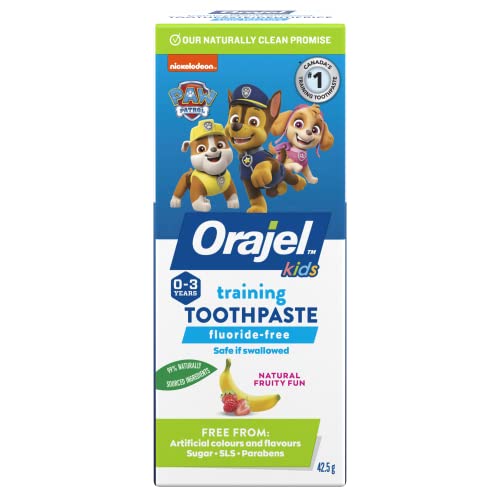 Orajel Kids Paw Patrol Fluoride-Free Training Toothpaste, Natural Fruity Fun Flavor, #1 Pediatrician Recommended , 1.5oz Tube