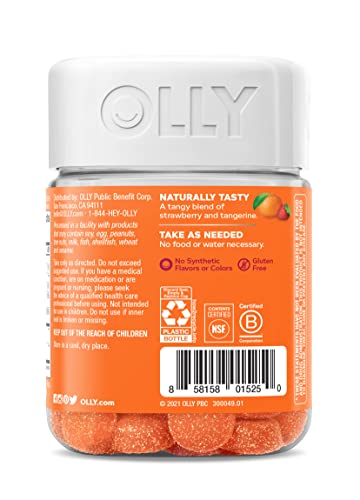 OLLY Laser Focus Gummy, Ginseng, Alpha GPC, B Vitamins, Berry Tangerine Flavor - 36 Count