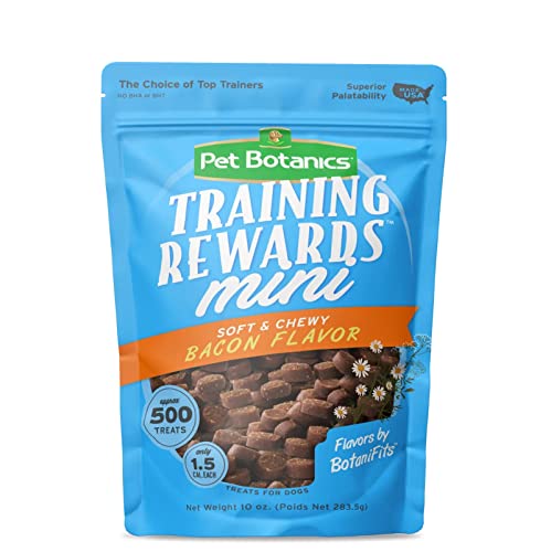 Pet Botanics 10 oz. Pouch Training Rewards Mini Soft & Chewy, Bacon Flavor, with 500 Treats Per Bag, The Choice of Top Trainers