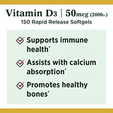 Nature's Bounty Vitamin D3, Immune Support, 125 mcg (5000iu), Rapid Release Softgels, 240 Ct (package may differ)