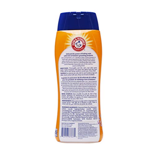 Arm & Hammer 2-in-1 Deodorizing & Dander Reducing Shampoo for Cats, Dander Remover for Dander and Odors, Baking Soda Moisturizes and Deodorizes, Lavender Chamomile Scent, 20 Fl Oz