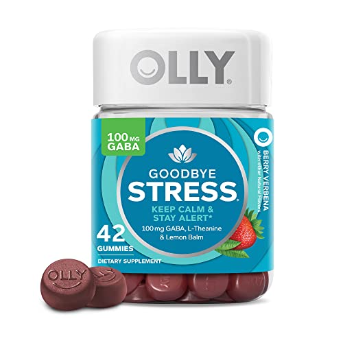 OLLY Goodbye Stress Gummy, GABA, L-Theanine, Lemon Balm, Stress Relief Supplement, Berry - 60 Count