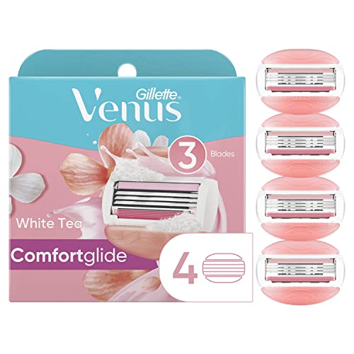 Gillette Venus ComfortGlide Womens Razor Blade Refills, 6 Count,(Pack of 1) White Tea Scented Gel Bar Protects Against Skin Irritation