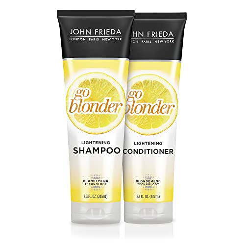 John Frieda Sheer Blonde Go Blonder Shampoo and Conditioner Set for Blonde Hair, Lightening Shampoo and Conditioner with Citrus and Chamomile, featuring our BlondMend Technology, 8.3 oz (2 Pack)