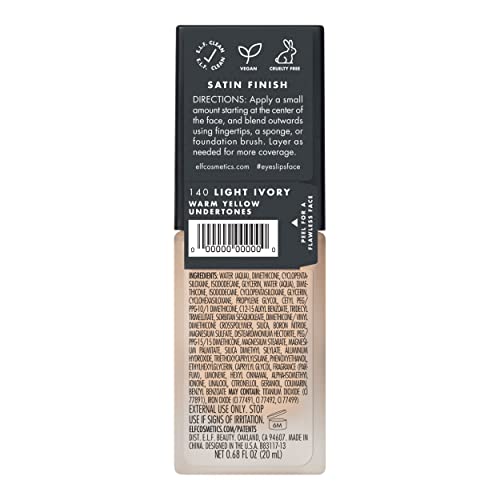 e.l.f. Flawless Finish Foundation, Improves Uneven Skin Tone, Lightweight, Medium Coverage & Semi-Matte, Vegan & Cruelty-Free, Vanilla, 0.68 Fl Oz