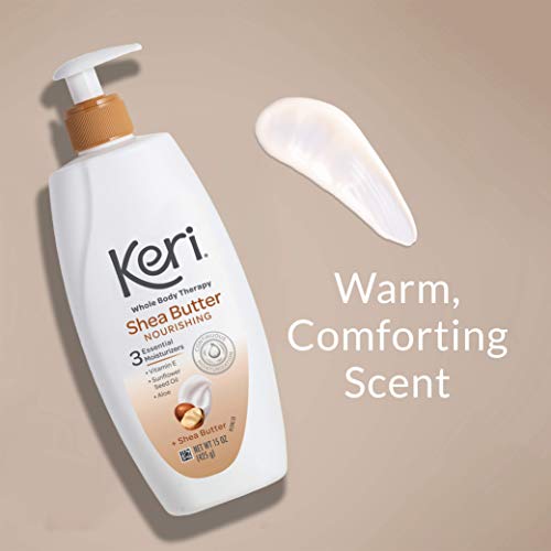 Keri Whole Body Therapy Original Shea Butter Lotion, Continuous Moisturization, 3 Essential Moisturizers (Vitamin E, Aloe and Sunflower Seed Oil) 15 oz.