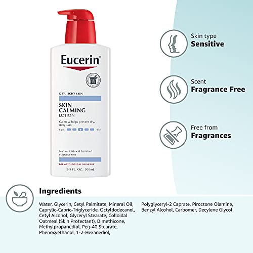 Eucerin Skin Calming Lotion - Full Body Lotion for Dry, Itchy Skin, Natural Oatmeal Enriched - 16.9 fl. oz Pump Bottle