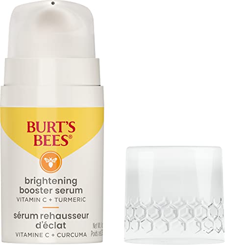 Burts Bees Vitamin C Turmeric Face Serum, Brightens Skin & Visibly Reduces Dark Spots, Fine Lines & Wrinkles, Naturally Hydrating, Lightweight - Brightening Booster Serum (1 oz)