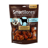 SmartBones Mini Bones With Real Peanut Butter 56 Count, Rawhide-Free Chews For Dogs