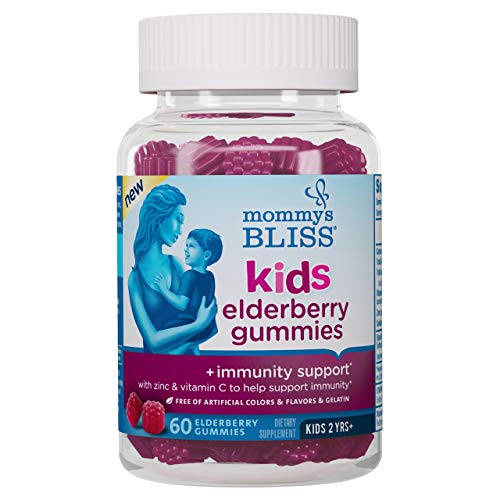 Mommys Bliss Kids Elderberry Gummies, Supports Immunity with Black Elderberry, Zinc & Vitamin C, Gluten Free & Vegan, Age 2 Years+ (60 Count)