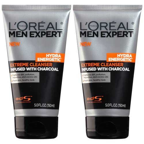 LOreal Paris Men Expert Hydra Energetic Daily Facial Cleanser with Charcoal, 2 ct.