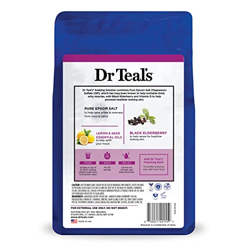 Dr Teal's Pure Epsom Salt Soak, Relax & Relief with Eucalyptus & Spearmint, 3lbs