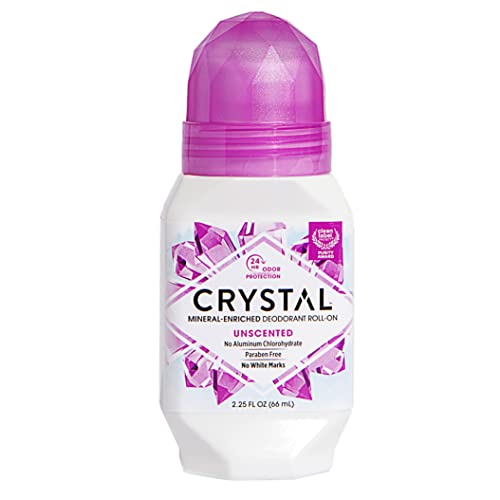 CRYSTAL Mineral Deodorant Roll-On Unscented Body Deodorant With 24-Hour Odor Protection, Aluminum Chloride & Paraben Free, 2.25 FL OZ (Packaging May Vary)