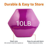 Amazon Basics Vinyl Hexagon Workout Dumbbell Hand Weight, 10 Pounds, Set of 2, Purple