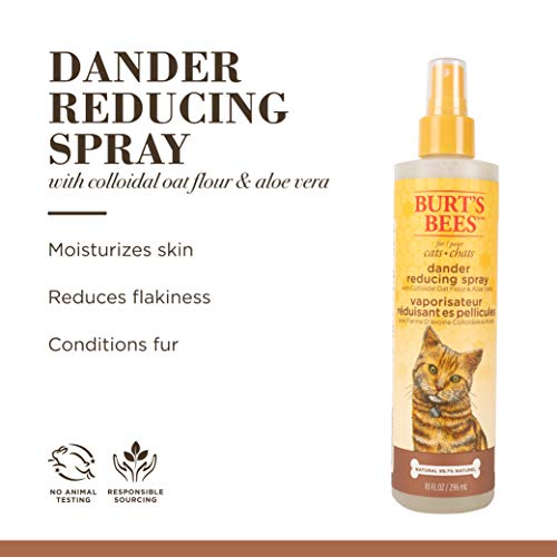 Burts Bees for Pets Cat Natural Dander Reducing Spray with Soothing Colloidal Oat Flour & Aloe Vera | Cruelty Free, Sulfate & Paraben Free, pH Balanced for Cats - Made in USA, 10 oz Bottle