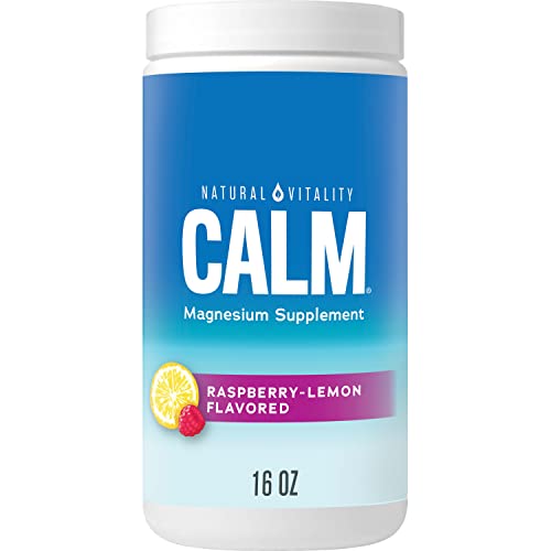 Natural Vitality Calm, Magnesium Citrate Supplement, Anti-Stress Drink Mix Powder - Gluten Free, Vegan, & Non-GMO, Raspberry Lemon, 16 oz