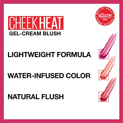 Maybelline New York Cheek Heat Gel-Cream Blush Makeup, Lightweight, Breathable Feel, Sheer Flush Of Color, Natural-Looking, Dewy Finish, Oil-Free, Nude Burn, 1 Count