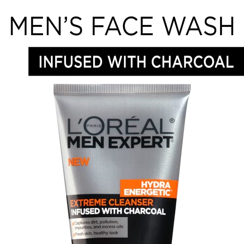 LOreal Paris Men Expert Hydra Energetic Daily Facial Cleanser with Charcoal, 2 ct.