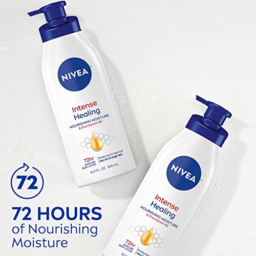 NIVEA Intense Healing Body Lotion, 72 Hour Moisture for Dry to Very Dry Skin, 16.9 Fl Oz Pump Bottle