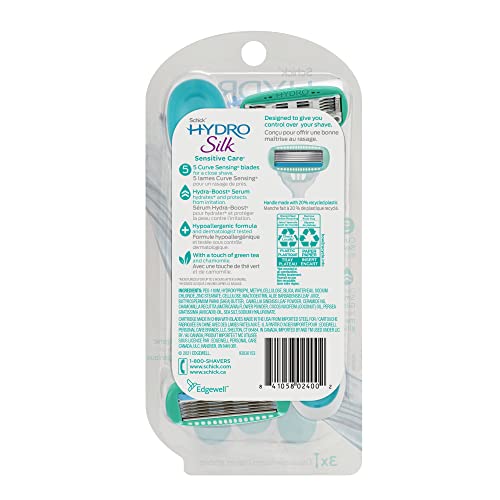 Schick Hydro Silk Sensitive Skin Razor for Women with 2 Moisturizing Razor Blade Refills